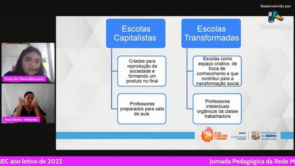 Durante a jornada os participantes debateram as diferenças entre a escola capitalista e a escola transformada.